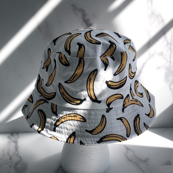 Urban Outfitters Reversible Banana Print Bucket Fisherman Hat Summer Cap Unisex - Picture 6 of 10